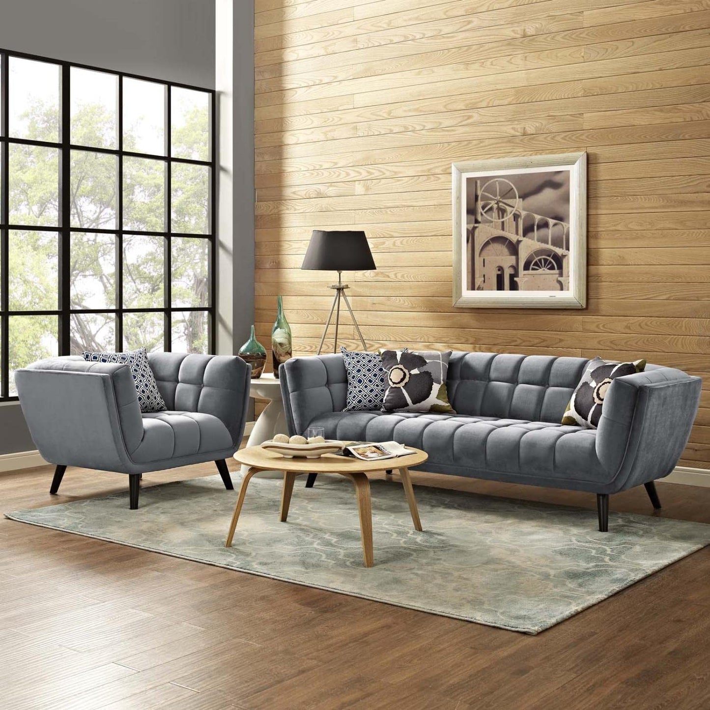 kitchen and dining room sets | CasaFoyer Bestow Performance Velvet Living Room Set | Opulent Design | Stain-Resistant Upholstery | Button Tufting | Comfortable Foam Padding | Black Finish Wood Legs | Mid-Century, Modern Farmhouse, Contemporary | Includes Sofa & Armchair | casafoyer.myshopify.com