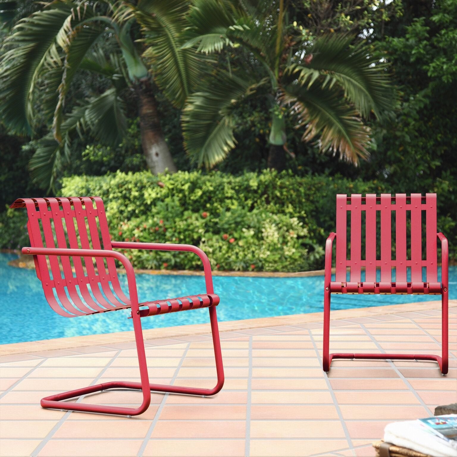 Chair | CasaFoyer Gracie Cantilevered Steel Chair | Minimalist Design | Weather Resistant | Ultimate Comfort | Red (2PC/1CARTON) | casafoyer.myshopify.com