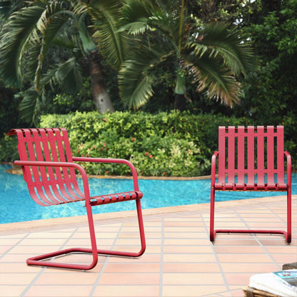 Chair | CasaFoyer Gracie Cantilevered Steel Chair | Minimalist Design | Weather Resistant | Ultimate Comfort | Red (2PC/1CARTON) | casafoyer.myshopify.com