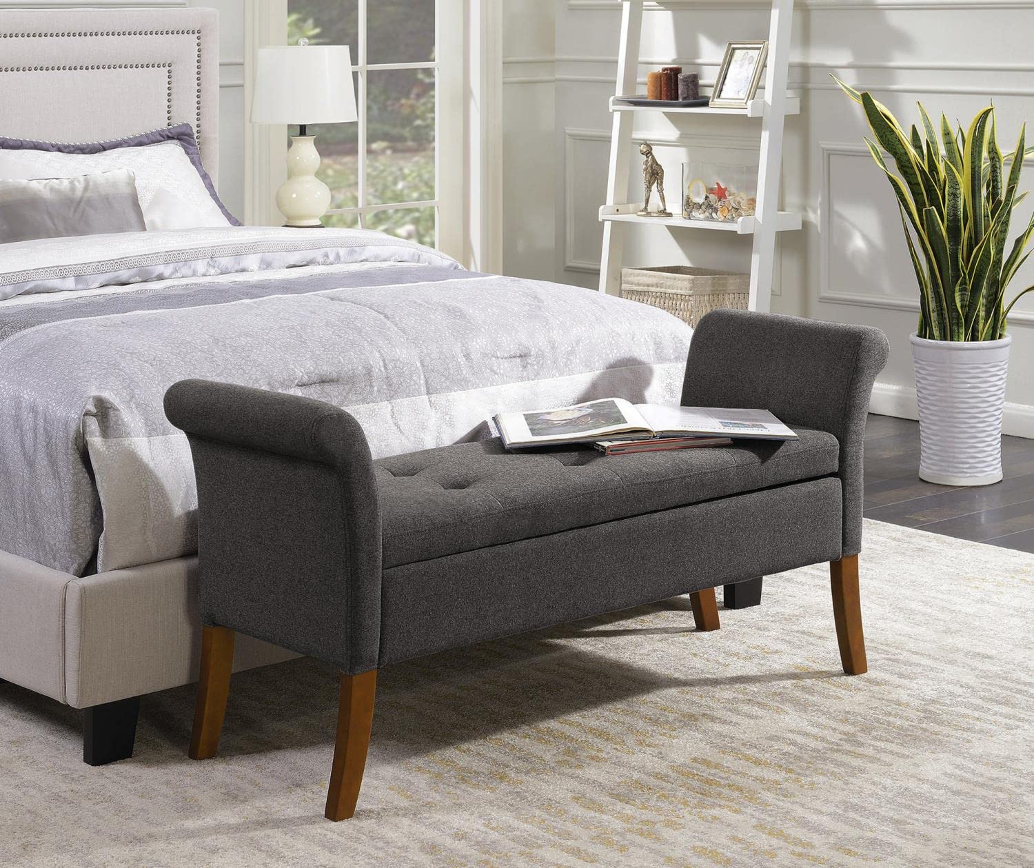Ottoman | Ergode Designs4Comfort Garbo Storage Bench | Cozy Ottoman with Ample Storage | Durable Poplar Wood | Plush Fabric Upholstery | Elevate Your Space! | casafoyer.myshopify.com