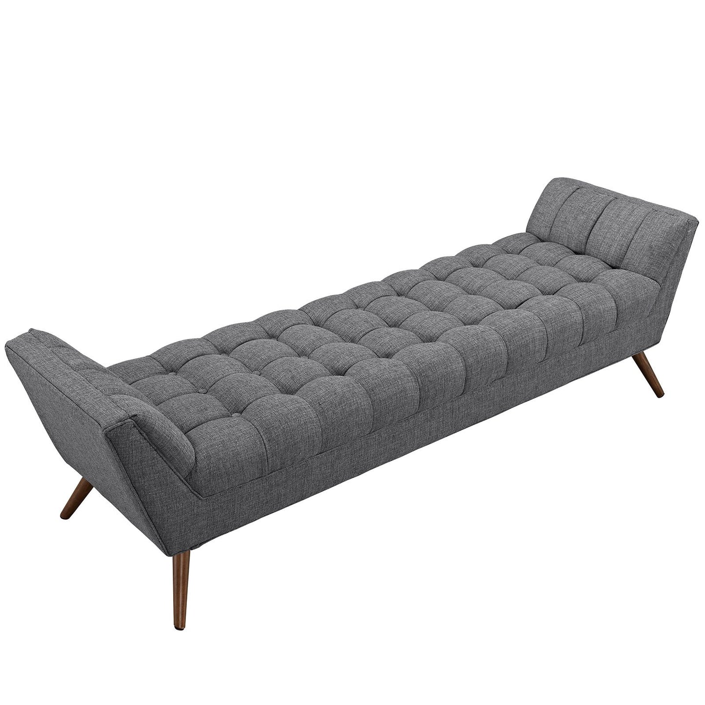ottomans | Response Collection | Tufted Bench | Ultimate Comfort & Stylish Design | Gray Upholstered Fabric | Tapered Wood Legs | Non-Marking Foot Caps | Distinguished & Desirable | casafoyer.myshopify.com