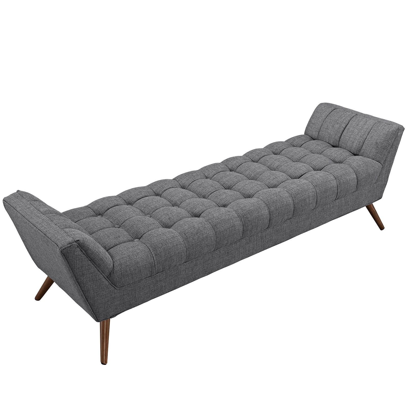 ottomans | Response Collection | Tufted Bench | Ultimate Comfort & Stylish Design | Gray Upholstered Fabric | Tapered Wood Legs | Non-Marking Foot Caps | Distinguished & Desirable | casafoyer.myshopify.com
