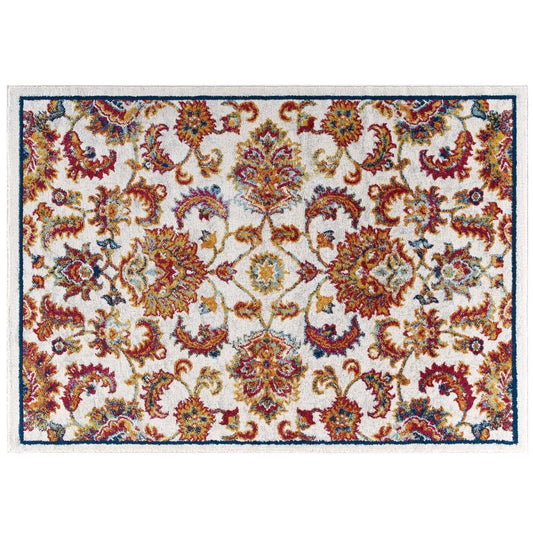 Carpet & Rugs | CasaFoyer Amazi Distressed Vintage Floral Lattice Area Rug | Elegant Design | Durable & Non-Shedding | Perfect for High Traffic Areas | Stain Resistant | 8x10 Size | Ivory, Blue, Orange, Yellow, Red | casafoyer.myshopify.com