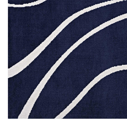 area rugs | CasaFoyer Therese Abstract Swirl Area Rug | Elegant Modern Design | Soft Polyester Microfiber | Durable Jute Bottom | Minimal Shedding | Stain-Resistant | 8x10 Navy/Ivory | casafoyer.myshopify.com