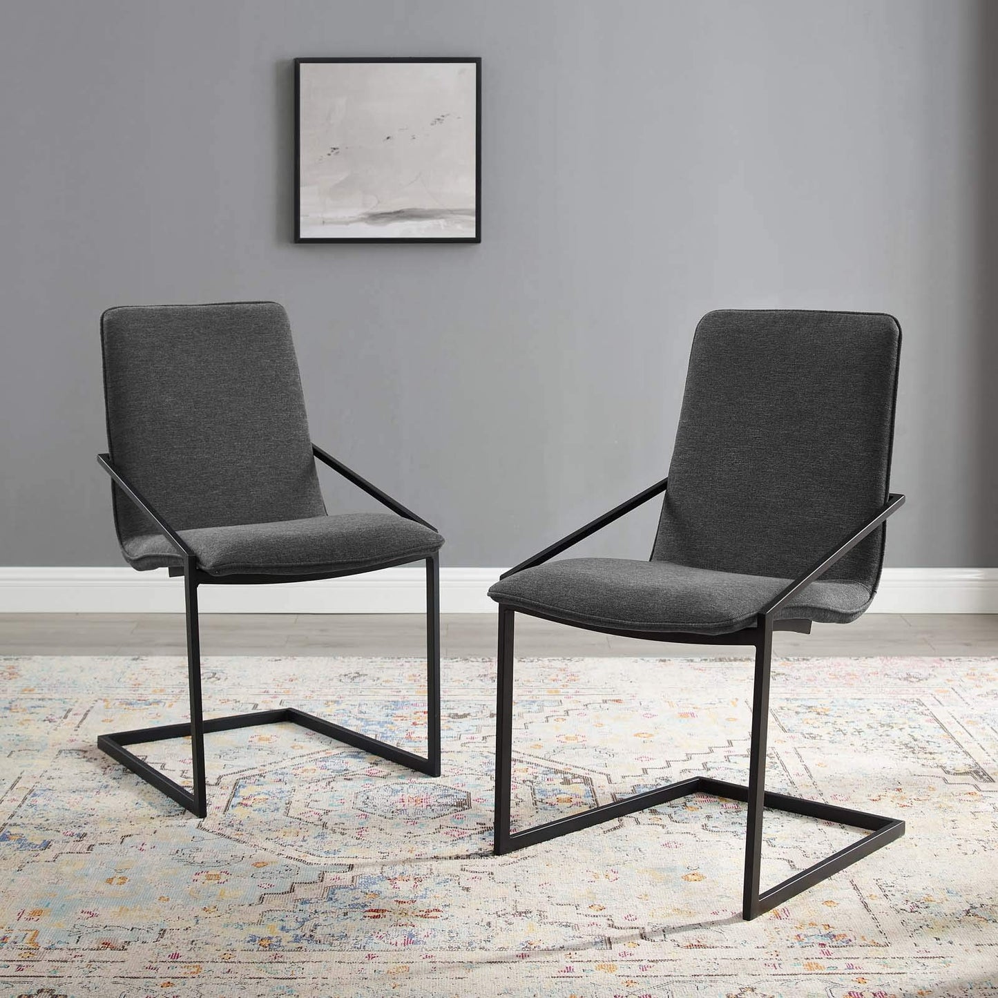 home office desk chairs | CasaFoyer Pitch Performance Fabric Upholstered Dining Armchair Set of 2 | Elegant & Durable | Matte Black Stainless Steel Frame | Comfortable Foam Seat | 330 lbs Weight Capacity | casafoyer.myshopify.com