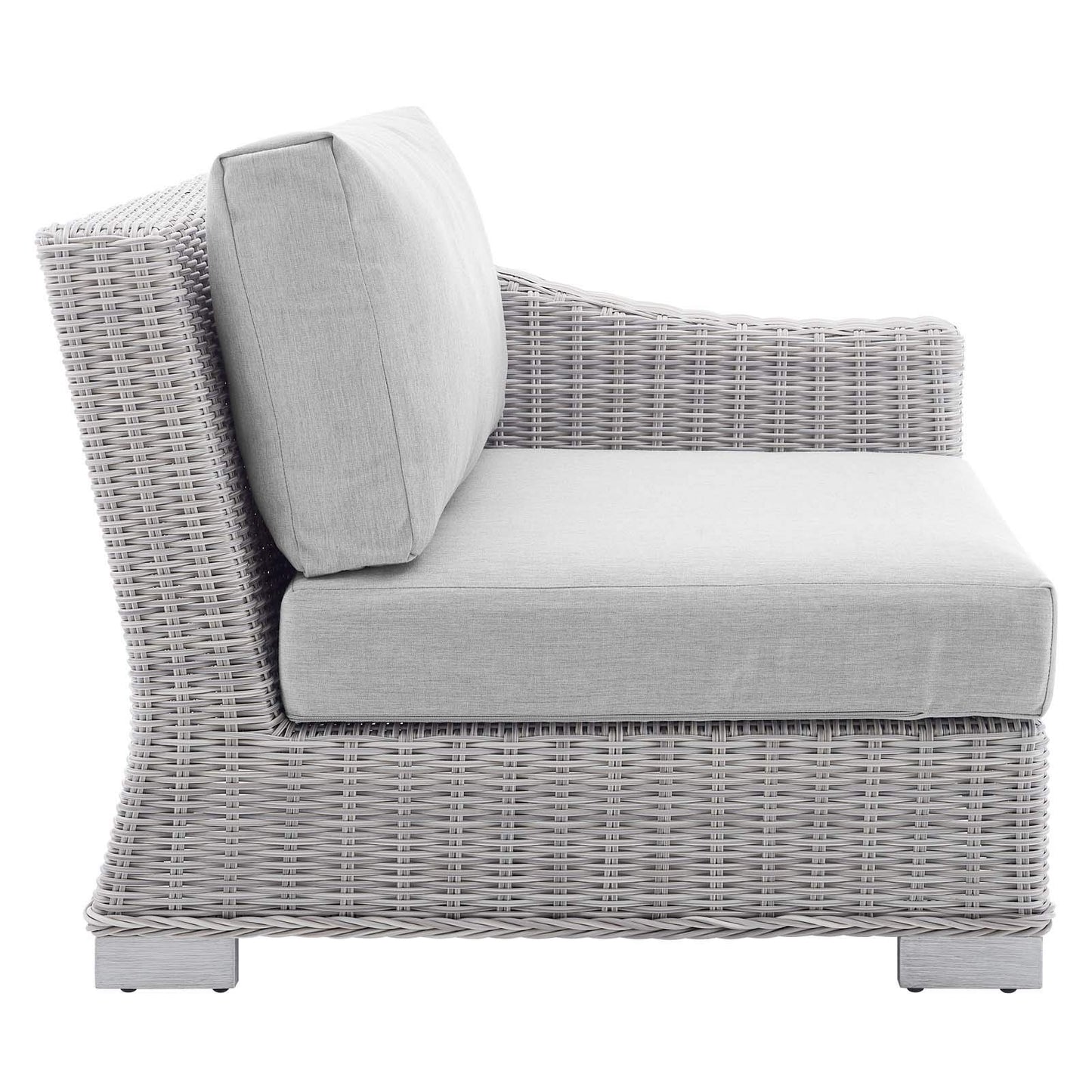 sofas | CasaFoyer Conway Outdoor Patio Sunbrella Wicker Rattan 5-Piece Sectional Sofa Furniture Set | Light Gray | UV-Resistant | Modular Design | Aluminum Frame | Water-Resistant Cushions | casafoyer.myshopify.com