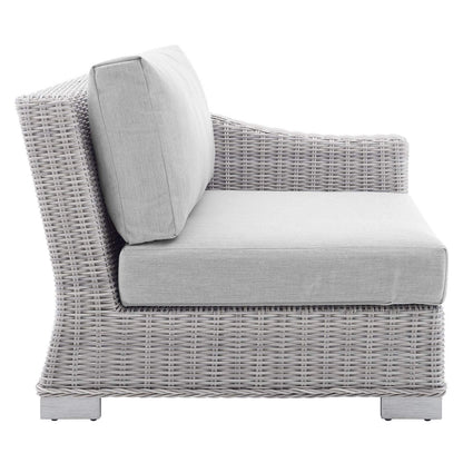 sofas | CasaFoyer Conway Outdoor Patio Sunbrella Wicker Rattan 5-Piece Sectional Sofa Furniture Set | Light Gray | UV-Resistant | Modular Design | Aluminum Frame | Water-Resistant Cushions | casafoyer.myshopify.com