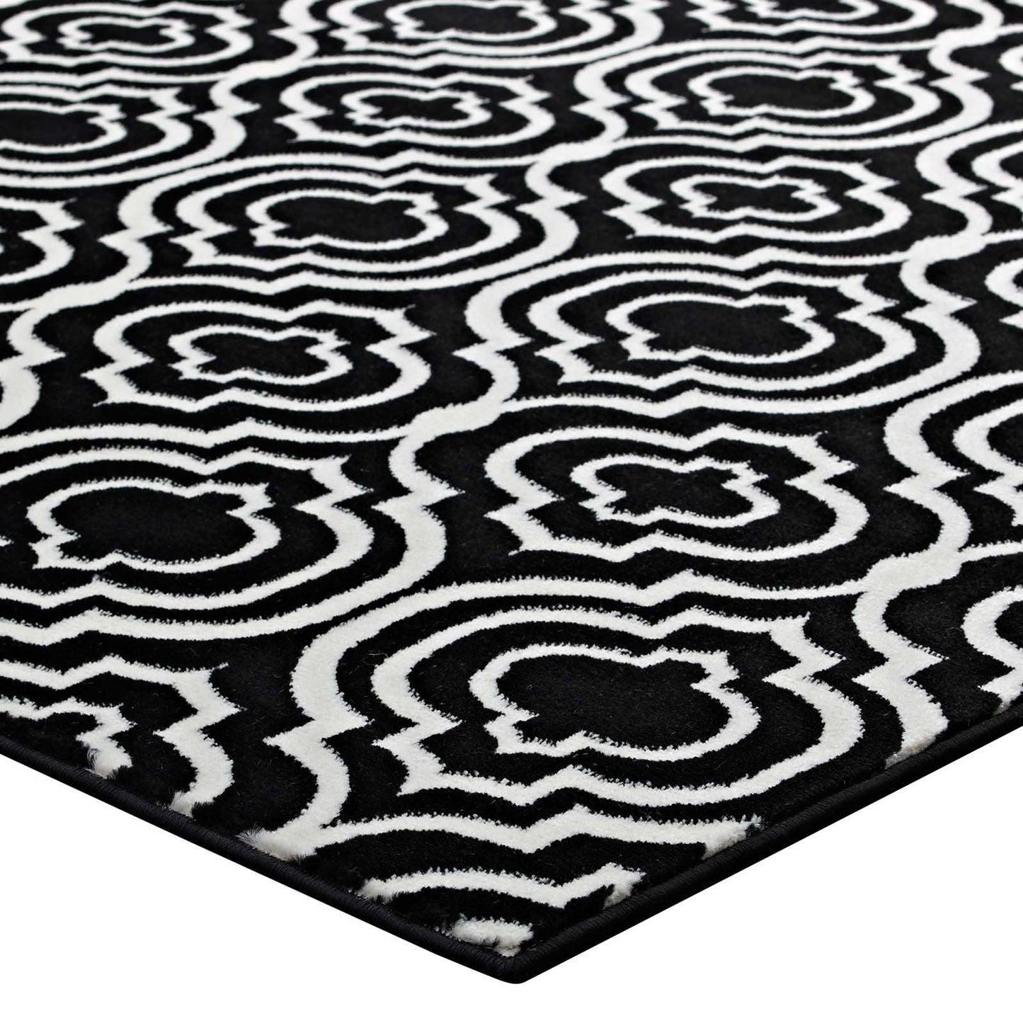 area rugs | CasaFoyer Exquisite Frame Transitional Moroccan Trellis Area Rug | Durable, Stain Resistant | 8x10 | Black and White | casafoyer.myshopify.com