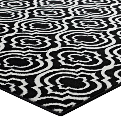 Carpet & Rugs | CasaFoyer Frame Transitional Moroccan Trellis Area Rug | Durable Polypropylene | Rubber Bottom | Geometric Lattice Pattern | Stain Resistant | Easy to Clean | 5x8 Size | Black and White | casafoyer.myshopify.com