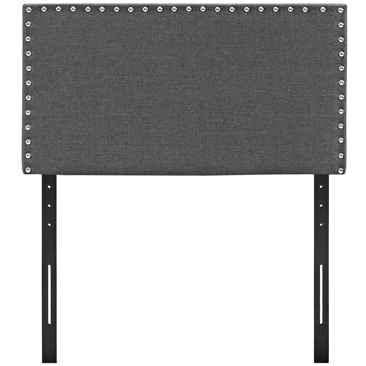 headboards | CasaFoyer Phoebe Fabric Headboard | Minimalist Design | Silver Nail Button Trim | Sturdy Wood Frame | Compatible with Loryn and Tessie Platform Bed Frames | Twin Size | Gray | casafoyer.myshopify.com