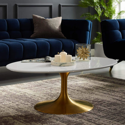 coffee tables | Ergode Lippa 42 Oval-Shaped Coffee Table | Timeless Design | Chip-Resistant Lacquer Finish | Tapered Metal Base | Modern Icon | casafoyer.myshopify.com
