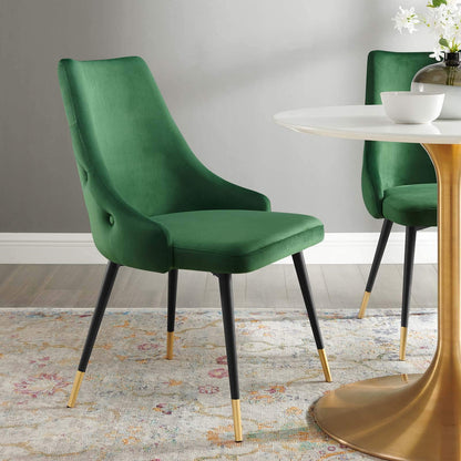 home office desk chairs | CasaFoyer Adorn Tufted Performance Velvet Dining Side Chair | Elegant | Stain-Resistant | Cozy Seating | Vintage Modern Style | Gold Foot Sleeves | Versatile | 300 lbs. Capacity | Non-Marking Foot Caps | No Assembly Required | casafoyer.myshopify.com