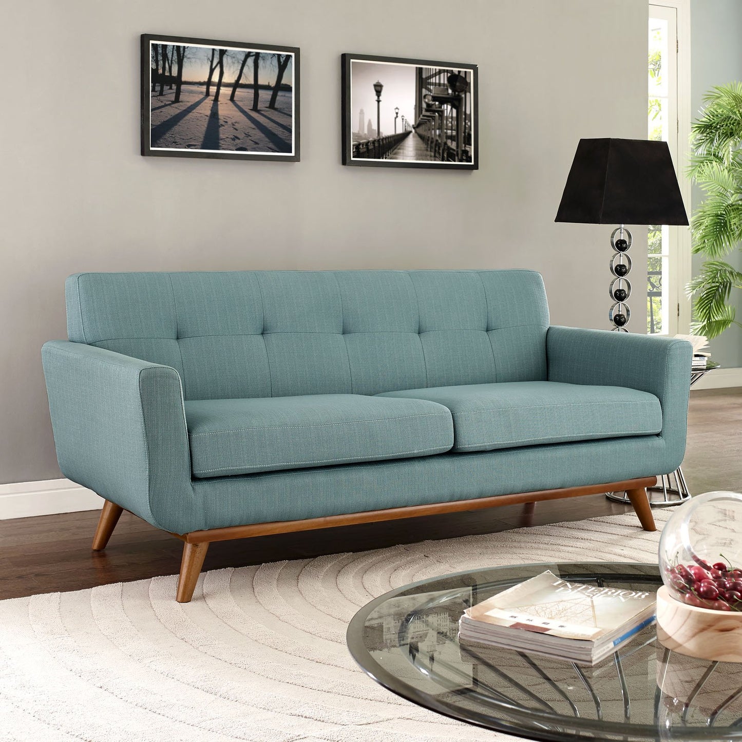 Sofa & chair Sets | Engage Loveseat | Cozy Lounge Experience | Gentle Curves, Dual Cushions | Tufted Buttons, Cherry Wood Legs | Perfect for Relaxation, Conversations | casafoyer.myshopify.com