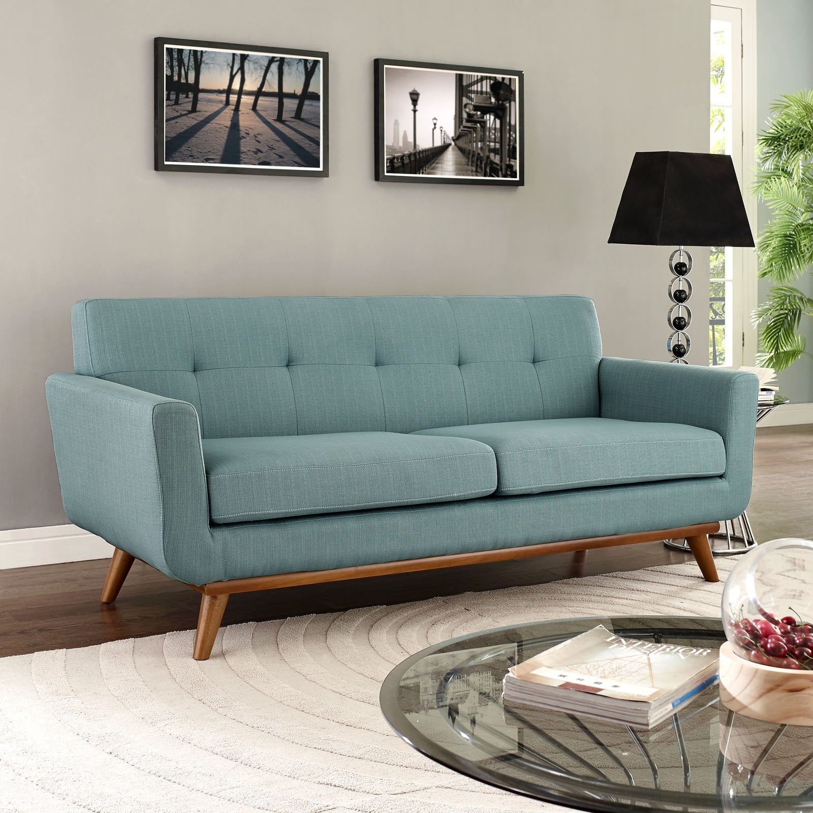 Sofa & chair Sets | Engage Loveseat | Cozy Lounge Experience | Gentle Curves, Dual Cushions | Tufted Buttons, Cherry Wood Legs | Perfect for Relaxation, Conversations | casafoyer.myshopify.com