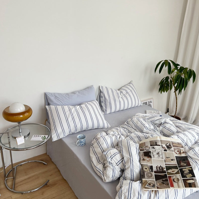 Bed Linen | CasaFoyer Cotton Fabric Striped Four-piece Set | casafoyer.myshopify.com