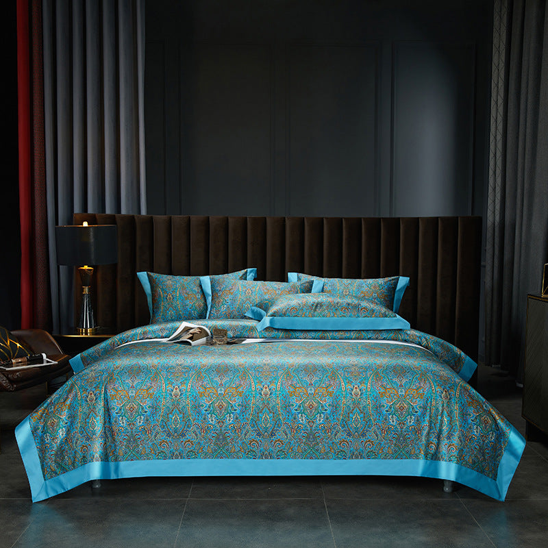 Bed Linen | CasaFoyer 140TC Cotton Satin Digital Printed Four-piece Bedding Set | casafoyer.myshopify.com