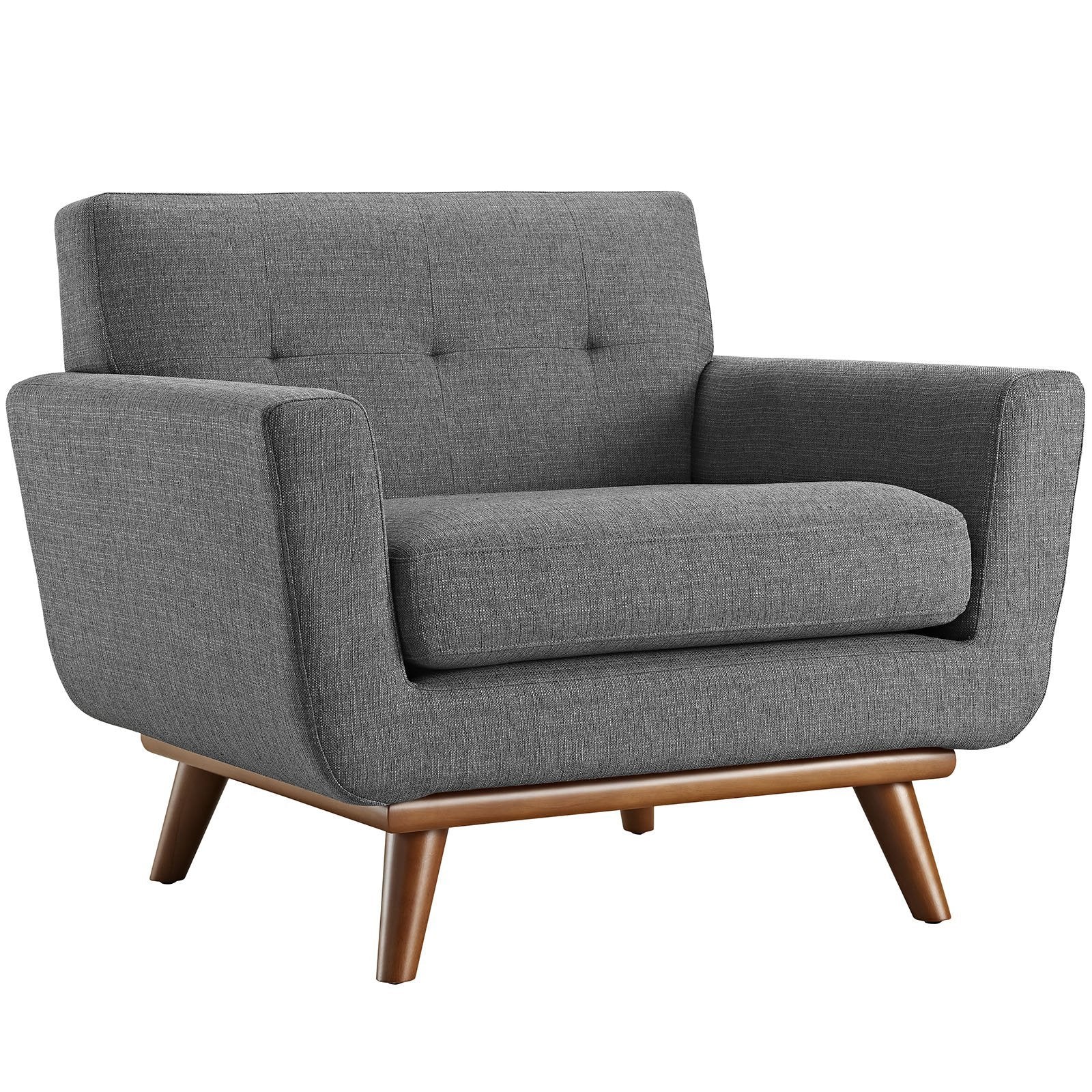 home office desk chairs | CasaFoyer Engage Living Room Set | Curved Design | Dual Cushions | Button Detail | Solid Base | Armchair & Ottoman Included | Gray | casafoyer.myshopify.com