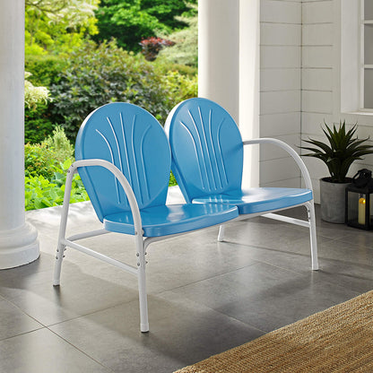Sofa & chair Sets | Griffith Metal Outdoor Loveseat | Durable Steel | Nostalgic Design | Weather Resistant | Sky Blue Finish | casafoyer.myshopify.com