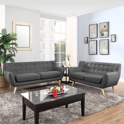 Sofa & chair Sets | Remark Living Room Set | Exquisite & Comfortable | Plush Dual Cushion Design | Organic Shape | Solid Wood Dowel Legs | Polyester Upholstery | Mid-Century Inspired | Gray | Loveseat & Sofa | casafoyer.myshopify.com