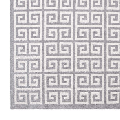 area rugs | CasaFoyer Elegant Freydis Greek Key Area Rug | 8x10 | White/Light Gray | Soft Polyester Microfiber | Durable Jute Bottom | Stain Resistant | Ideal for Living Room, Bedroom, Entryway | casafoyer.myshopify.com