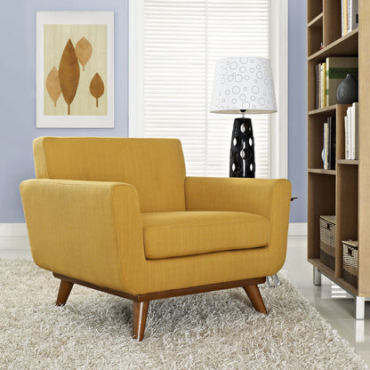 home office desk chairs | CasaFoyer Engage Plush Armchair | Tufted Buttons | Cherry Legs | Upholstered Fabric | Perfect for Lounging, Conversations, and Relaxation | casafoyer.myshopify.com