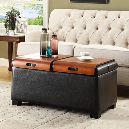 Ottoman | Designs4Comfort Storage Ottoman with Trays | Versatile & Elegant Furniture | Hinged Lid | Tufted Design | Solid Wood Feet | Bent Wood Trays | casafoyer.myshopify.com