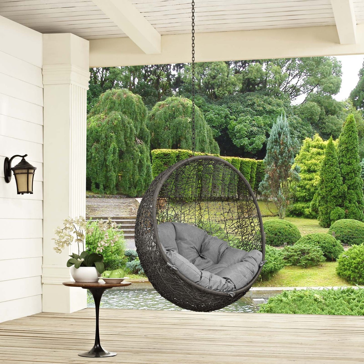 porch swings | Ergode Hide Outdoor Patio Swing Chair | Tranquil Island Escape | Synthetic Rattan Weave | All-Weather Cushion | Powder-Coated Steel Frame | Adjustable Chain | UV Resistant | Indoor/Outdoor Lounge Furniture | casafoyer.myshopify.com