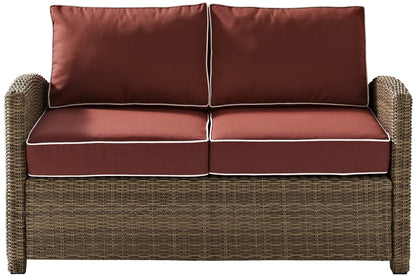 Patio Furniture Sets | CasaFoyers Bradenton Collection | Luxurious Outdoor Wicker Loveseat with Sangria Cushions | Enhance Your Outdoor Entertaining | casafoyer.myshopify.com