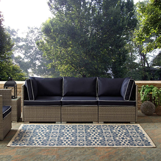 Carpet & Rugs | CasaFoyer Ariana Vintage Floral Trellis Indoor/Outdoor Area Rug | Durable Polypropylene | Charming Vintage Design | Non-Slip Rubber Bottom | Fade & Stain Resistant | 8x10 Size | Blue & Beige | casafoyer.myshopify.com