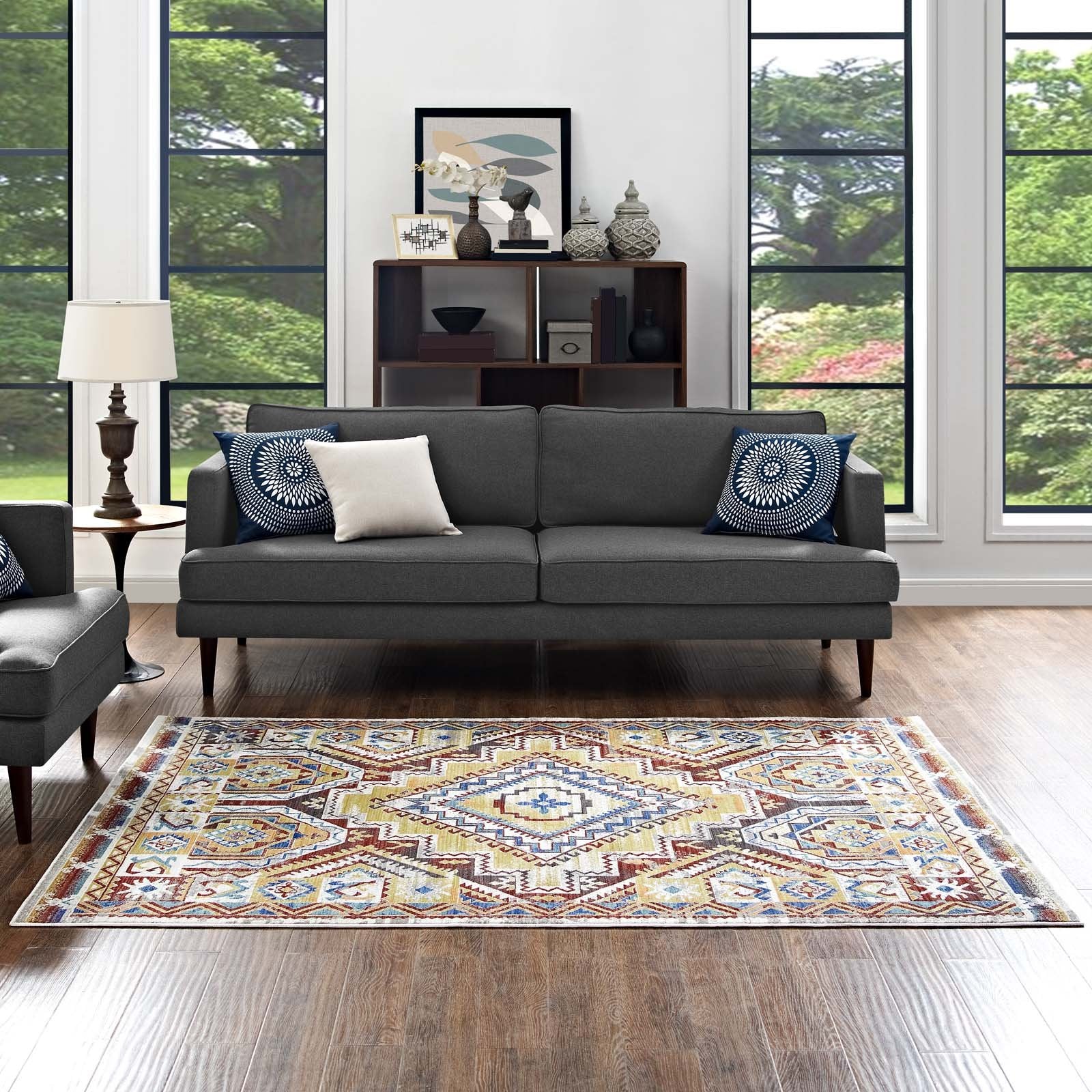 Carpet & Rugs | CasaFoyer Florita Distressed Southwestern Aztec Area Rug | Vibrant Design | Durable Cross Woven Polyester | Stain-Resistant | Easy to Clean | Gripping Rubber Bottom | 4x6 Size | casafoyer.myshopify.com
