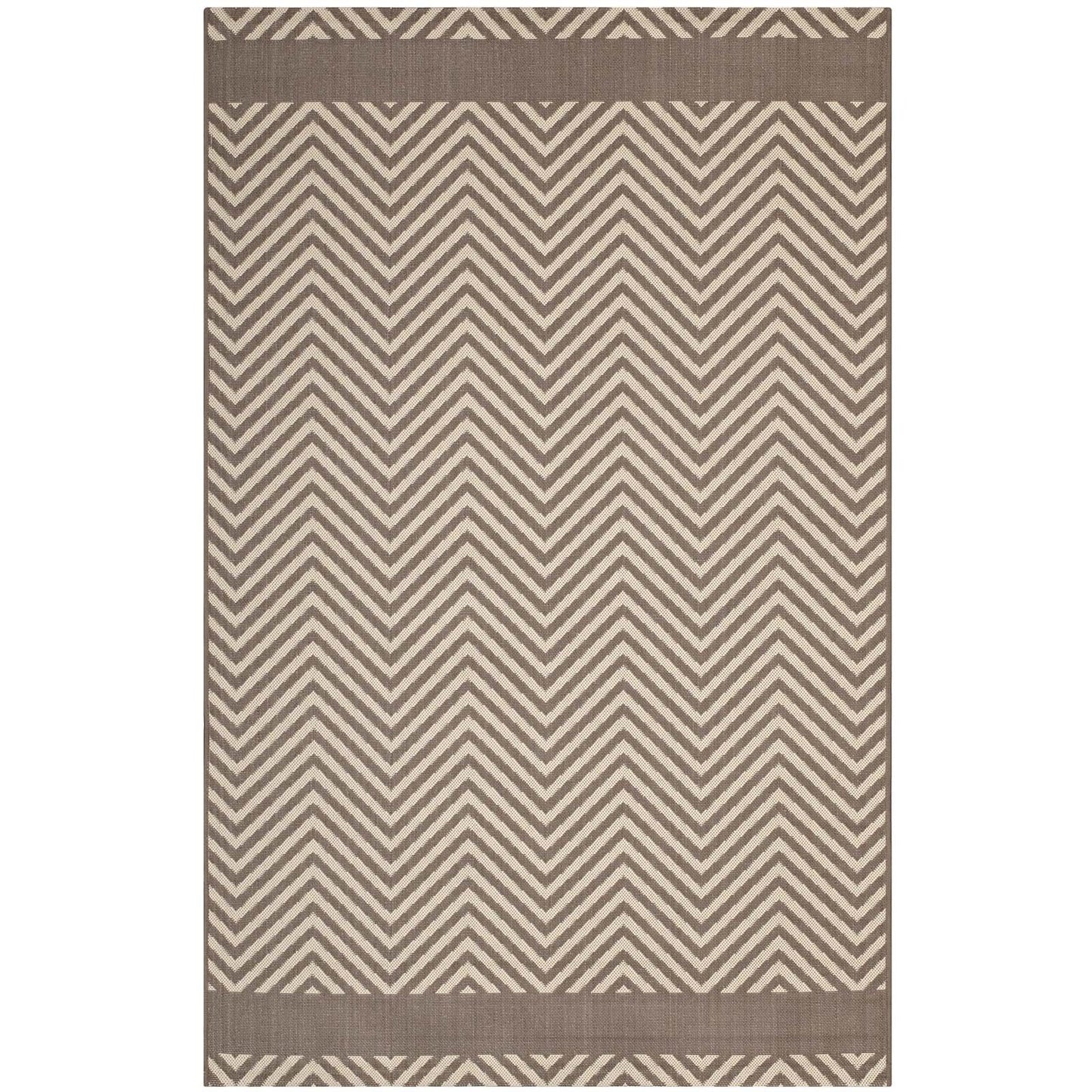 Carpet & Rugs | CasaFoyer Optica Chevron With End Borders 5x8 Indoor/Outdoor Area Rug | Stylish & Durable | Fade & Stain Resistant | Light/Dark Beige | casafoyer.myshopify.com