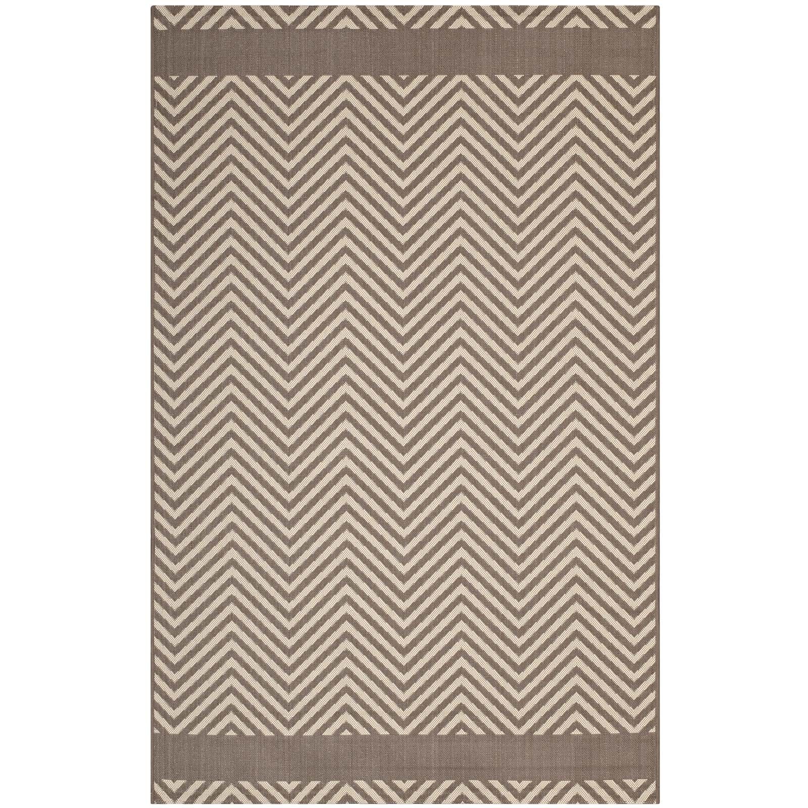 Carpet & Rugs | CasaFoyer Optica Chevron With End Borders 5x8 Indoor/Outdoor Area Rug | Stylish & Durable | Fade & Stain Resistant | Light/Dark Beige | casafoyer.myshopify.com