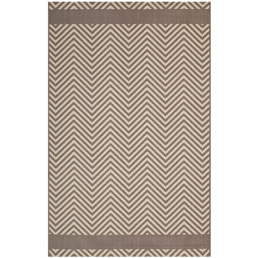 Carpet & Rugs | CasaFoyer Optica Chevron With End Borders 5x8 Indoor/Outdoor Area Rug | Stylish & Durable | Fade & Stain Resistant | Light/Dark Beige | casafoyer.myshopify.com