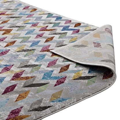 Carpet & Rugs | CasaFoyer Gemma Chevron Mosaic Area Rug | Vibrant Modern Design | Durable Polypropylene | Rubber Bottom | Non-Shedding | Stain Resistant | Easy to Maintain | 4x6 Multicolored | casafoyer.myshopify.com
