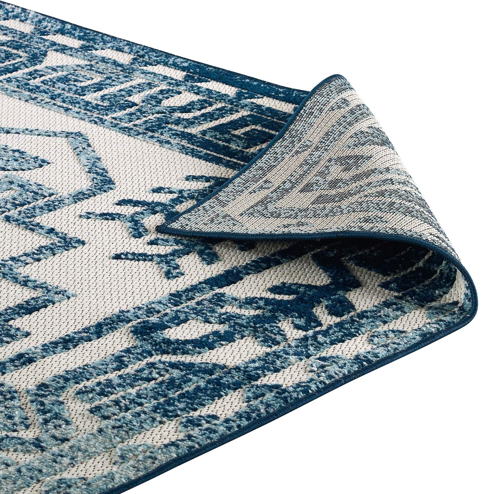 Carpet & Rugs | CasaFoyer Reflect Nyssa Distressed Geometric Southwestern Aztec Indoor/Outdoor Area Rug | 8x10 | Durable, Pet-Friendly, Easy to Clean | Ivory/Blue | casafoyer.myshopify.com