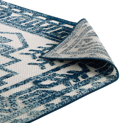 Carpet & Rugs | CasaFoyer Reflect Nyssa Distressed Geometric Southwestern Aztec Indoor/Outdoor Area Rug | 8x10 | Durable, Pet-Friendly, Easy to Clean | Ivory/Blue | casafoyer.myshopify.com
