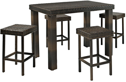 Dining Table | Al Fresco Dining Set | All-Weather Wicker | Sleek Design | Table & Four Stools | casafoyer.myshopify.com