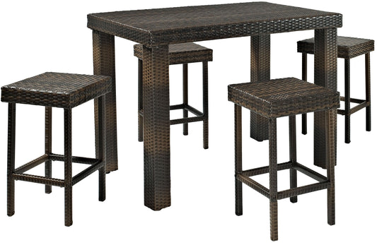 Dining Table | Al Fresco Dining Set | All-Weather Wicker | Sleek Design | Table & Four Stools | casafoyer.myshopify.com