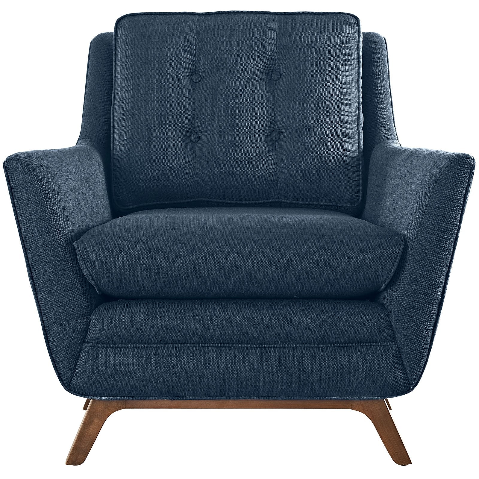 home office desk chairs | CasaFoyer Beguile Collection | Mid-Century Style Armchair | Plush Cushions | Walnut-Stained Base | Azure | casafoyer.myshopify.com