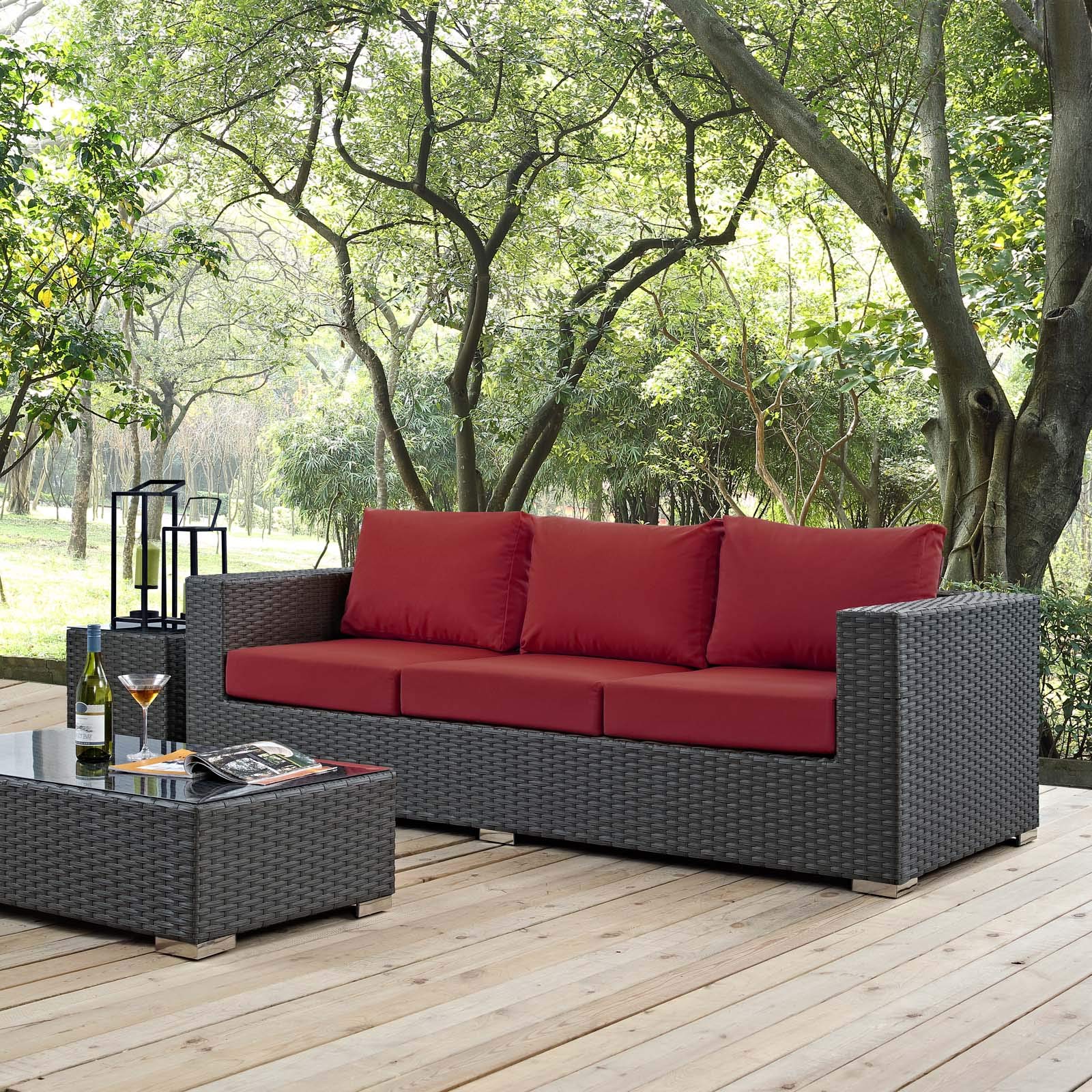Patio Furniture Sets | Sojourn Outdoor Patio Sofa | Sunbrella Fabric | Synthetic Rattan | UV Protection | Aluminum Frame | Ideal for Patio, Backyard, Poolside | casafoyer.myshopify.com