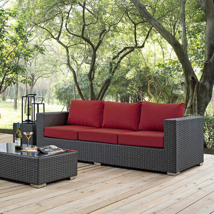 Patio Furniture Sets | Sojourn Outdoor Patio Sofa | Sunbrella Fabric | Synthetic Rattan | UV Protection | Aluminum Frame | Ideal for Patio, Backyard, Poolside | casafoyer.myshopify.com