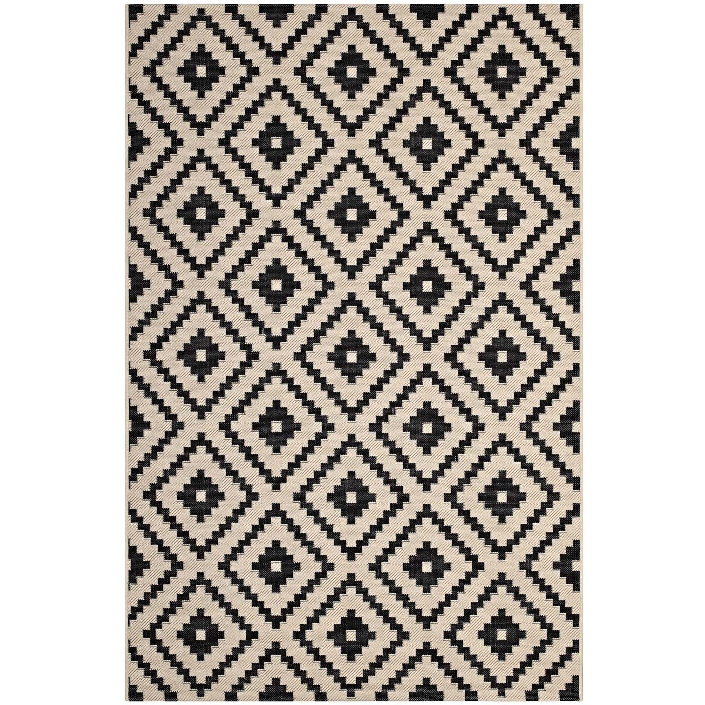 Carpet & Rugs | CasaFoyer Perplex Geometric Diamond Trellis Indoor/Outdoor Area Rug | Durable, Fade & Stain Resistant | 8x10 Size | Black/Beige | casafoyer.myshopify.com