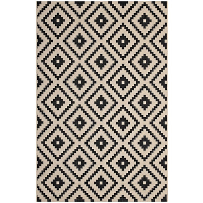 Carpet & Rugs | CasaFoyer Perplex Geometric Diamond Trellis Indoor/Outdoor Area Rug | Durable, Fade & Stain Resistant | 5x8 Size | Black/Beige | casafoyer.myshopify.com