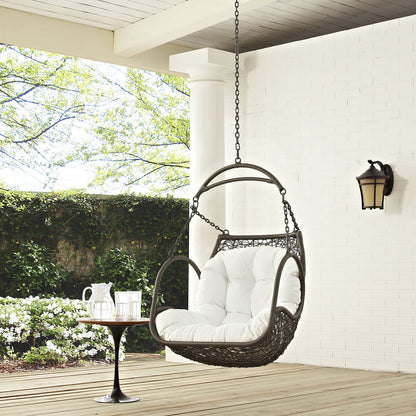 porch swings | Ergode Arbor Swing Chair | Outdoor/Indoor Hanging Swing | Synthetic Rattan Seat | Plush Cushion | Weather & UV Resistant | White | casafoyer.myshopify.com