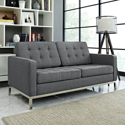 Sofa & chair Sets | Mid-Century Modern Loft Series | Stainless Steel Frame | Elegant Design | Comfortable Seating | Ideal for Reception Areas, Living Rooms, Hotels, Resorts, Restaurants | Gray | casafoyer.myshopify.com