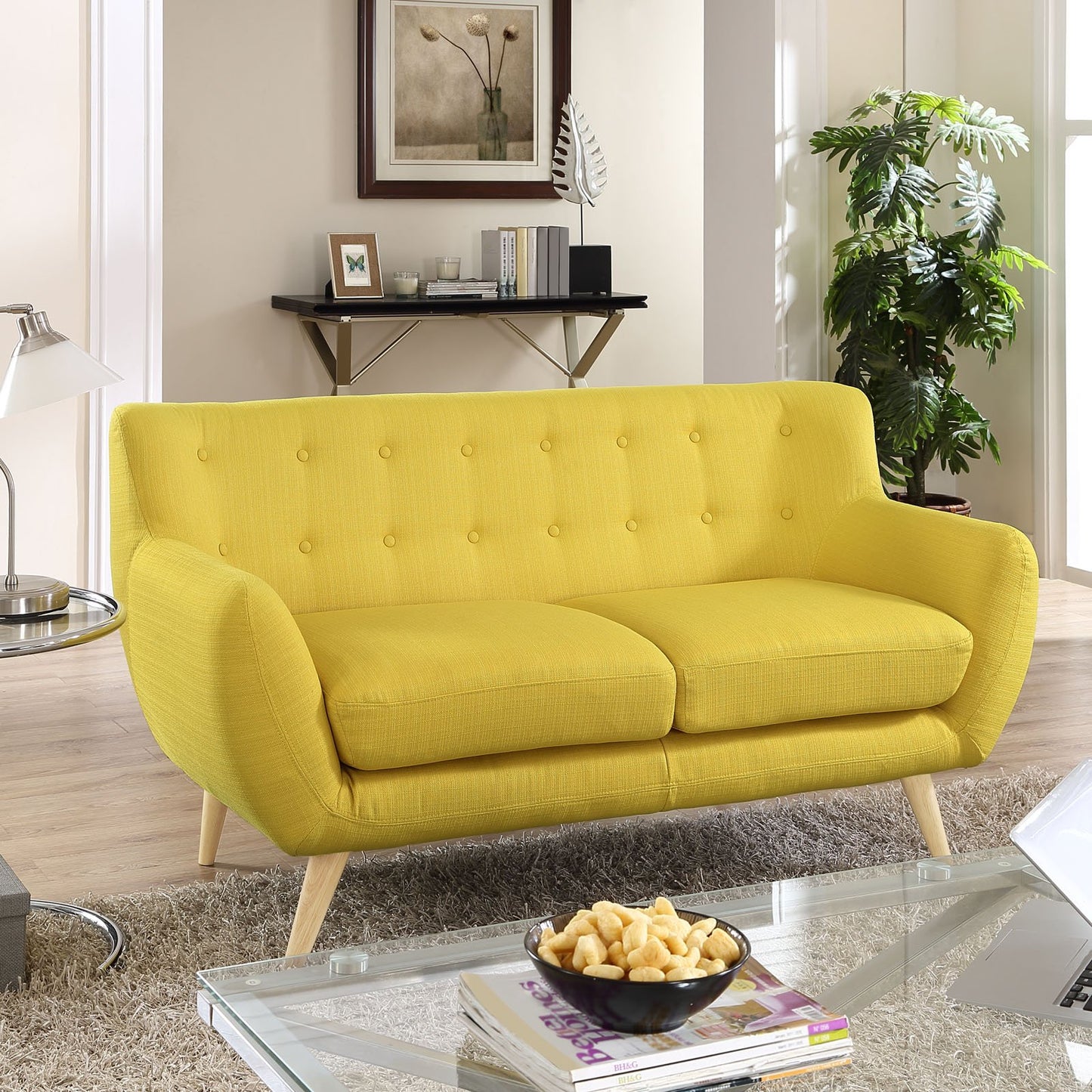 Sofa & chair Sets | Remark Loveseat | Plush, Stylish & Comfortable | Mid-Century Aesthetics | Natural Wood Legs | Polyester Upholstery | Finely Stitched Back Seat Buttons | Elevate Your Living Room | casafoyer.myshopify.com