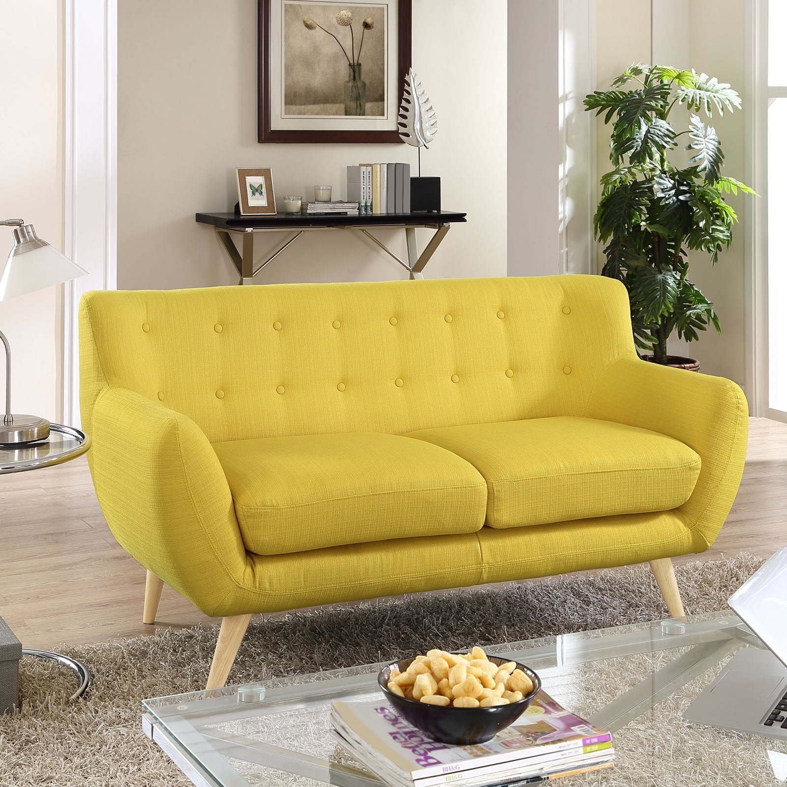Sofa & chair Sets | Remark Loveseat | Plush, Stylish & Comfortable | Mid-Century Aesthetics | Natural Wood Legs | Polyester Upholstery | Finely Stitched Back Seat Buttons | Elevate Your Living Room | casafoyer.myshopify.com