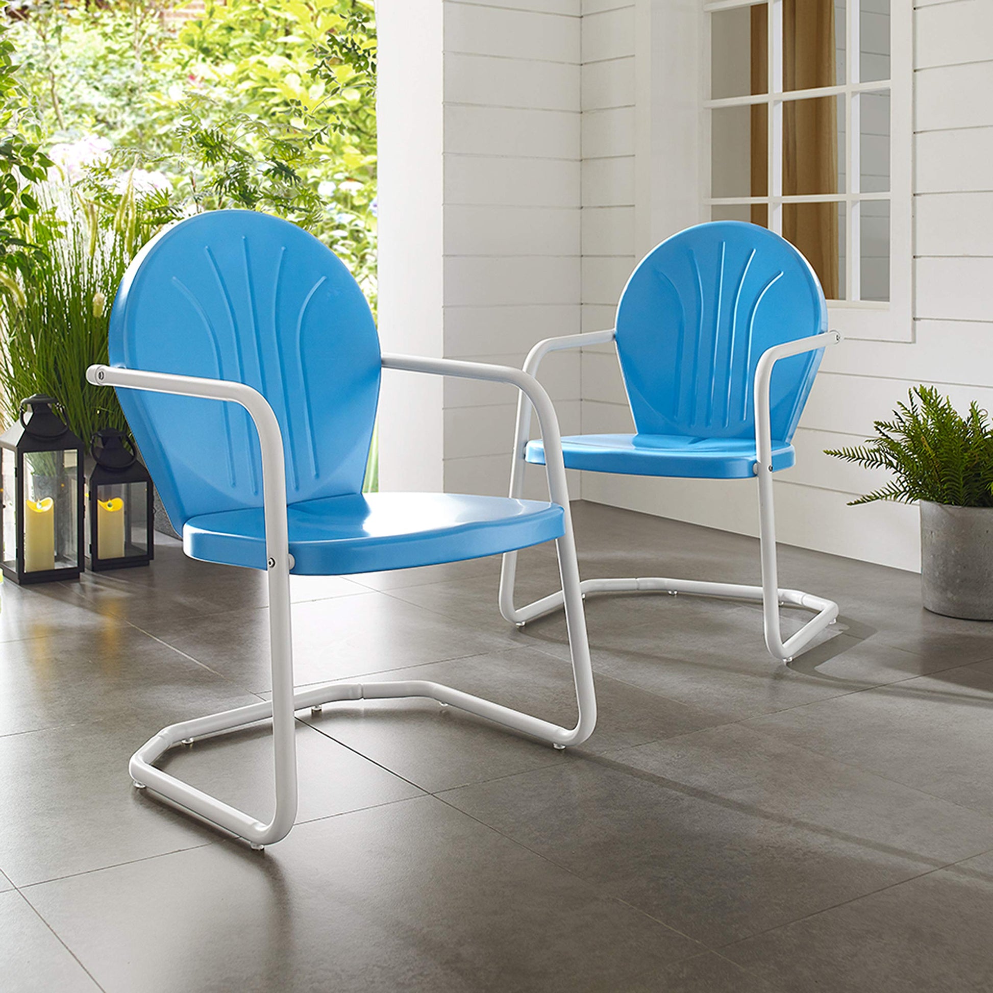 Chair | Griffith Metal Outdoor Furniture | Durable Steel Chair for Ultimate Relaxation | Nostalgic Allure | Sky Blue Finish | casafoyer.myshopify.com