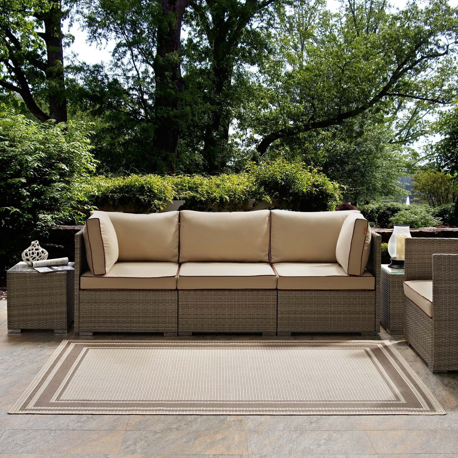 Carpet & Rugs | CasaFoyer Rim Solid Border Borderline Indoor/Outdoor Area Rug | Durable & Fade Resistant | 8x10 | Soft Polypropylene | Light & Dark Beige | casafoyer.myshopify.com
