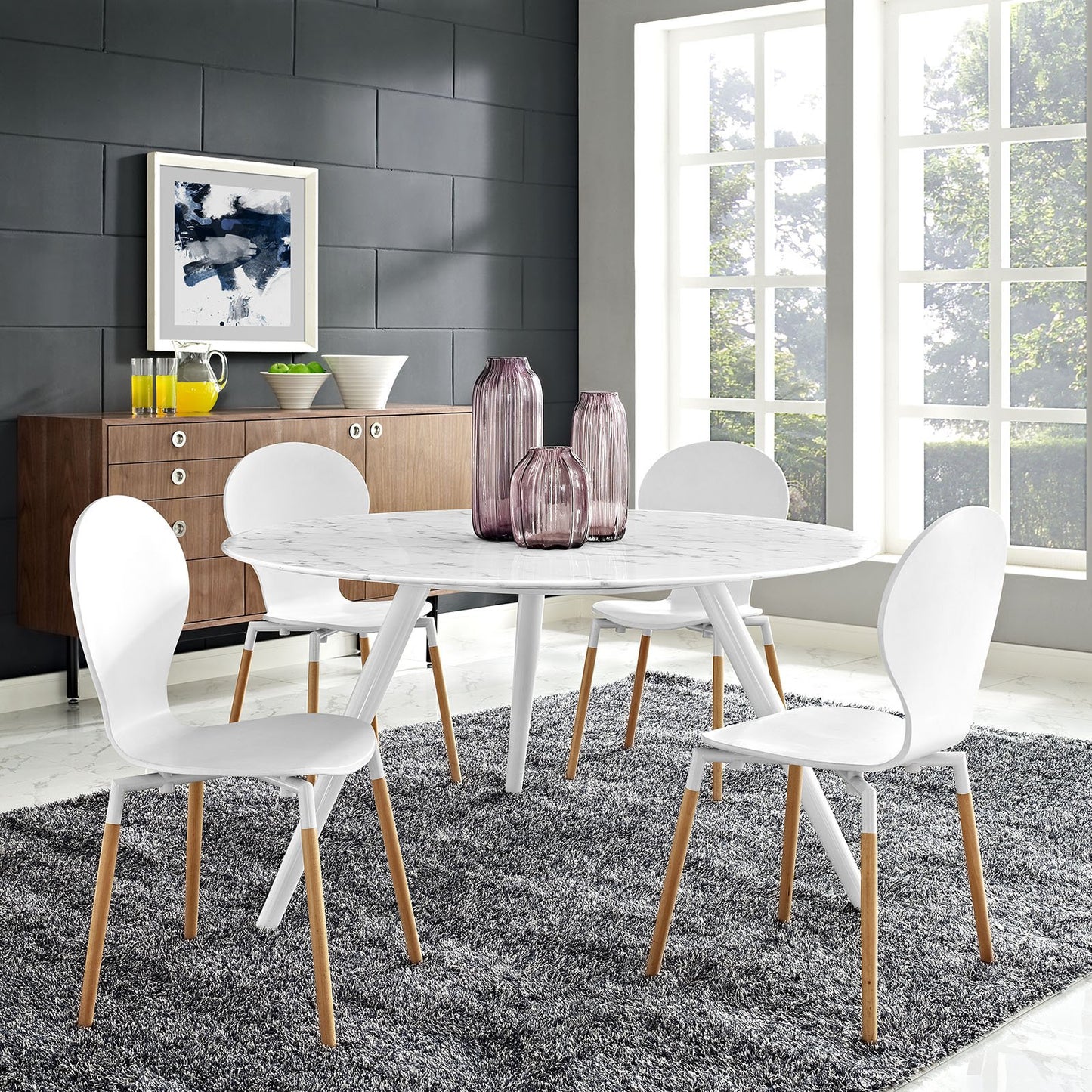 patio dining tables | CasaFoyer Lippa 54 Round Artificial Marble Dining Table | Timeless Modern Design | Scratch Resistant | White | casafoyer.myshopify.com